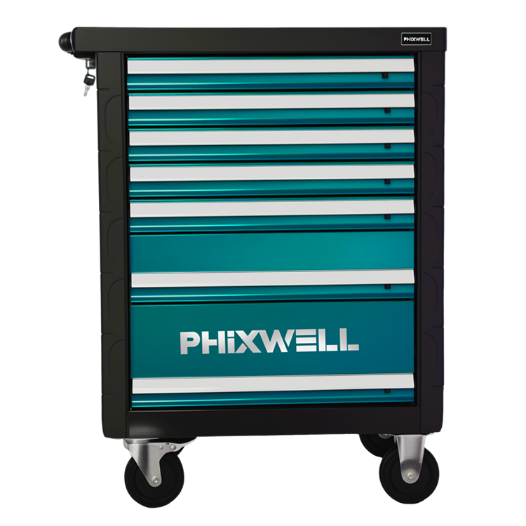719511 خزانة أدوات PHIXWELL ذات 7 أدراج مع واقيات زوايا بلاستيكية وألواح تغطية